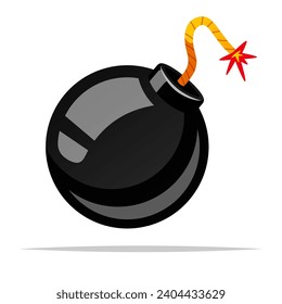 Cartoon round black bomb vector isolated illustration