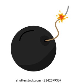 Cartoon runde Bombe mit brennendem Schlag. Vektorgrafik