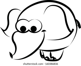 Cartoon round elephant - vector