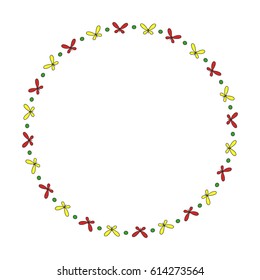 Cartoon round frame with cute butterflies