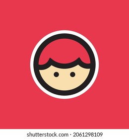 cartoon round head, simple colorful vector icon, head symbol with various expressions