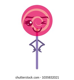 kawaii swirl lollipop character