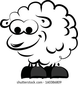 Cartoon round sheep - vector