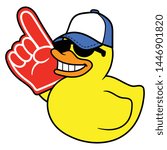 Cartoon Rubber Duck With Foam Finger Illustration