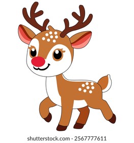 Cartoon Rudolph Run Vector Illustration