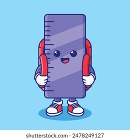 cartoon ruler preparing to go to school with his bag on his back