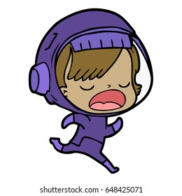 cartoon running astronaut