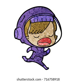 cartoon running astronaut