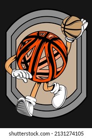 cartoon running basketball t  shirt design illustration