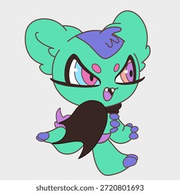 Cartoon Running Bat. Funny Character. Cartoon Character Design. EPS 10.