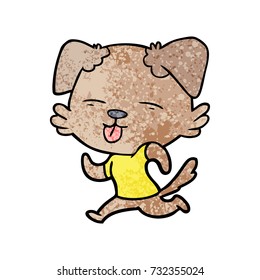 cartoon running dog sticking out tongue