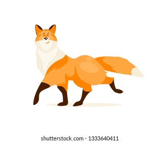 Cartoon Running Fox Isolated On White Stock Vector (Royalty Free ...