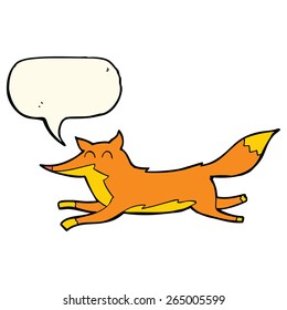 cartoon running fox with speech bubble