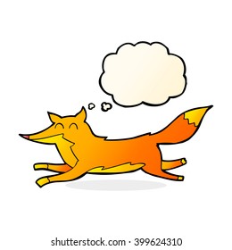 cartoon running fox with thought bubble