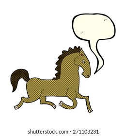 cartoon running horse with speech bubble