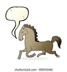 cartoon running horse with speech bubble