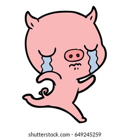 cartoon running pig crying