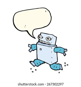 cartoon running robot with speech bubble