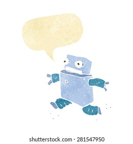 cartoon running robot with speech bubble