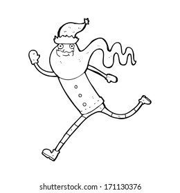 cartoon running santa