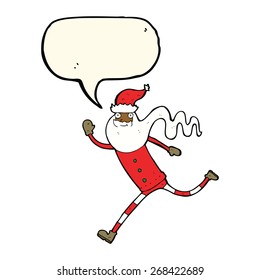 Cartoon, der Santa mit Sprachblase läuft