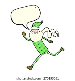 cartoon running santa with speech bubble