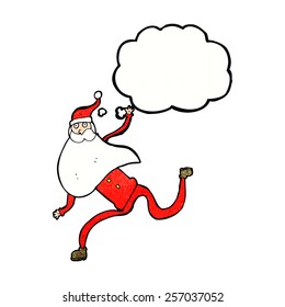 caricatura de santa con burbuja de pensamiento