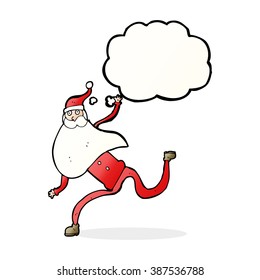 caricatura de santa con burbuja de pensamiento