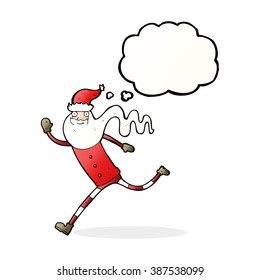 caricatura de santa con burbuja de pensamiento