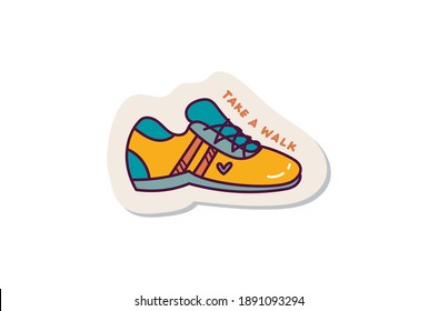 Cartoon running shoes sticker design