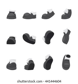 Cartoon running shoes in a walking motion-vector illustration