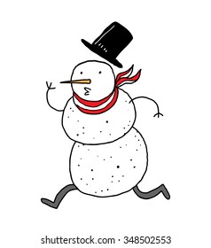 cartoon running snowman