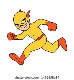 Cartoon Running Superhero Vector Illustration