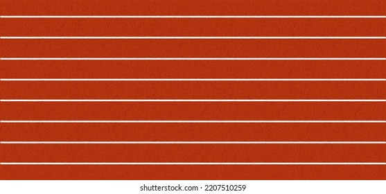 Cartoon running track with lane numbers or track numbers. Place where people exercise or sport place. lanes of running track. Track and field sports. Raceway, lines and numbers from top view