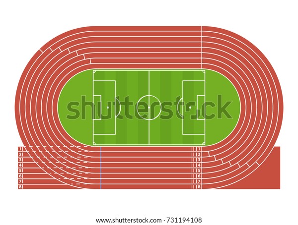 Cartoon Running Track Stadium Competition Sport\
Concept Flat Design Style. Vector illustration of Arena Field\
Racetrack for Run