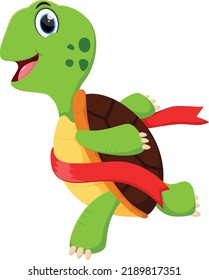 Cartoon A Running Turtle Win The Race 