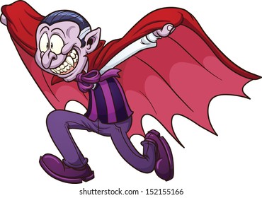 Cartoon läuft Vampire. Vektorclip-Kunstillustration mit einfachen Farbverläufen. Alles in einer einzigen Schicht.