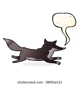 cartoon running wolf with speech bubble