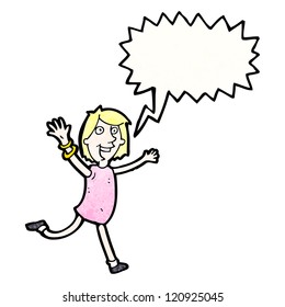 cartoon running woman shouting