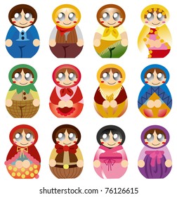 cartoon Russian Doll icon