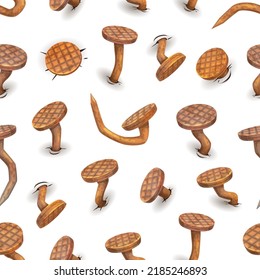 Cartoon rusty bent nails and hobnails seamless pattern. Vector ornament of metal crooked and hammer nails with ferruginous heads, vintage iron hardware spikes, curved hammered old iron carpentry items