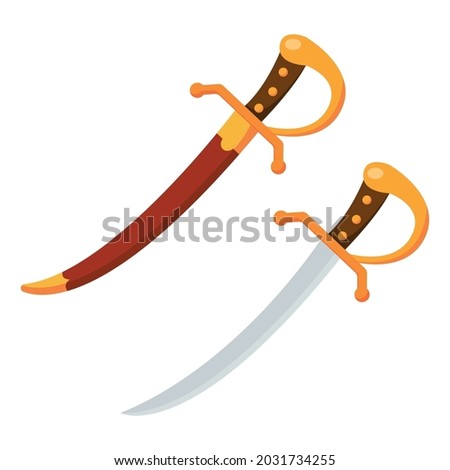 Cartoon saber with scabbard and without scabbard