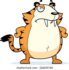 A cartoon saber-toothed tiger with an angry expression.