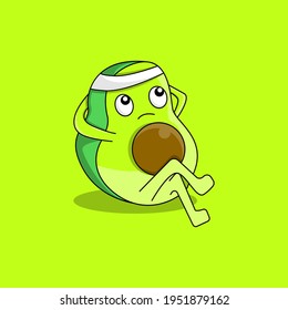 Cartoon sad avocado vector elements