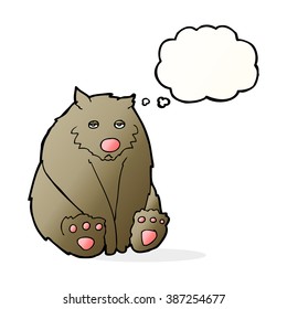 cartoon sad bear with thought bubble