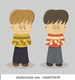 cartoon sad boy arms crossed without stock vector royalty free 1563475678 cartoon sad boy arms crossed without