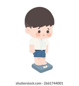 Desenho animado de Sad Boy on Scale weight cartoon