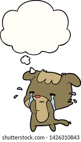 cartoon sad dog with thought bubble