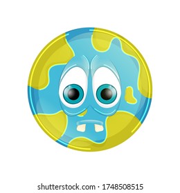 Cartoon of a sad earth planet - Vector