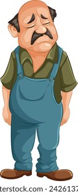 Cartoon of a sad, elderly man standing alone